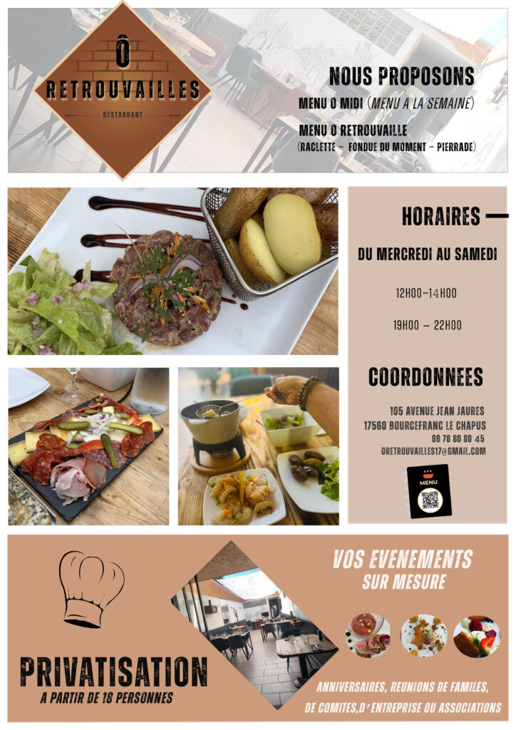 réalisation de Flyer de restaurant bourcefranc le chapus